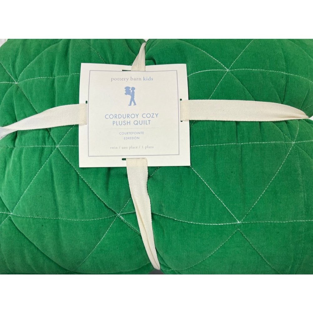 Pottery Barn Kids Corduroy Cozy Plush Quilt Twin Green